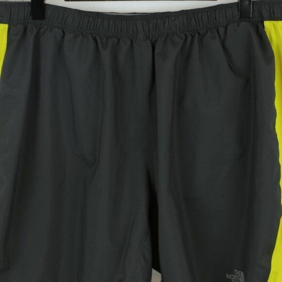 The North Face Men's Large Gray Yellow Double Layer Activewear Shorts - Picture 2 of 9